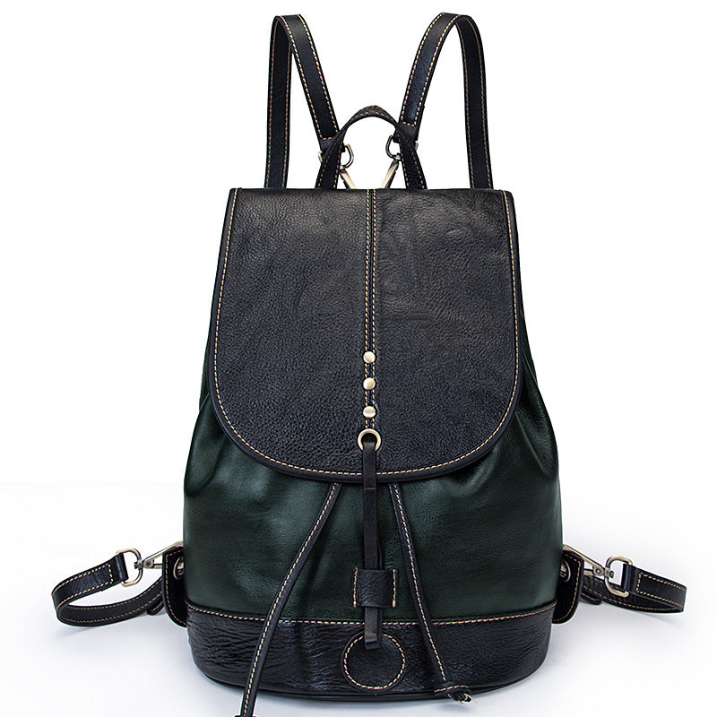 Women's Creative Unique Retro College Cowhide Backpacks