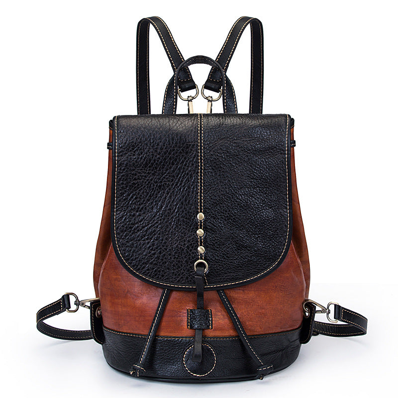 Women's Creative Unique Retro College Cowhide Backpacks