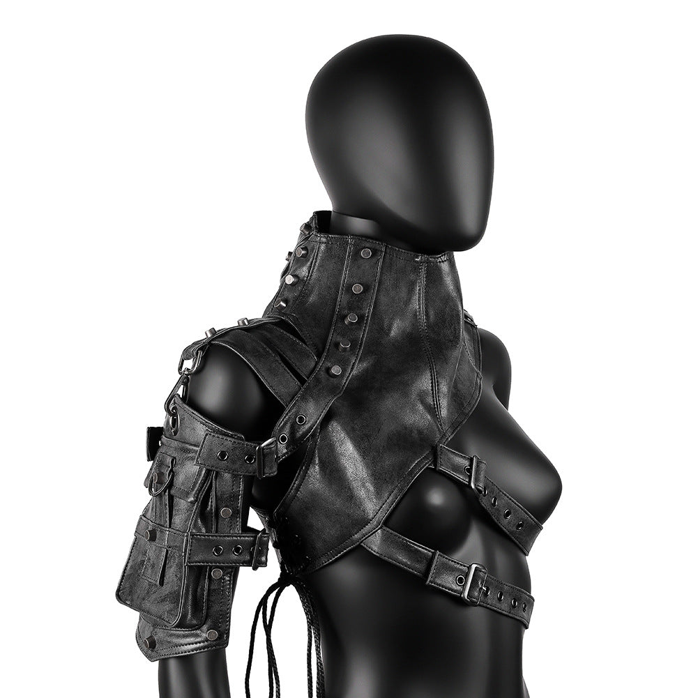 Women's Retro Punk Leather Motorcycle Armor Shoulder Bags