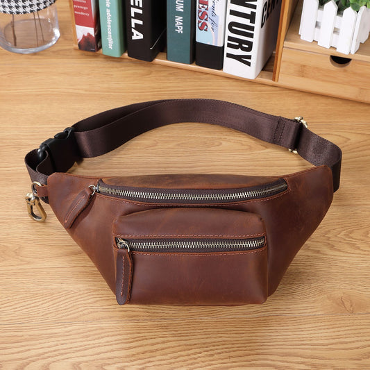 Men's Retro Crazy Horse Leather First Layer Men's Waist Packs
