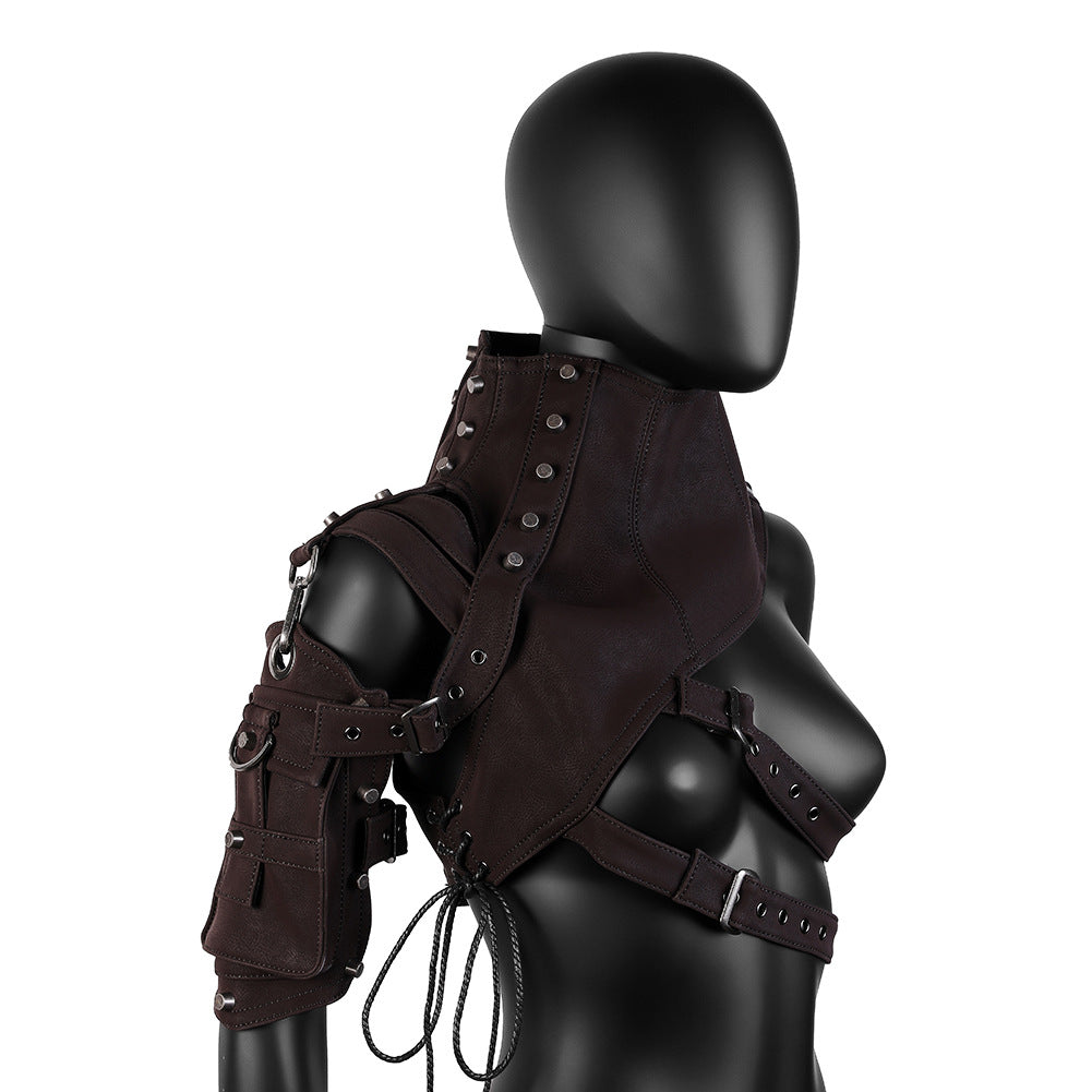 Women's Retro Punk Leather Motorcycle Armor Shoulder Bags