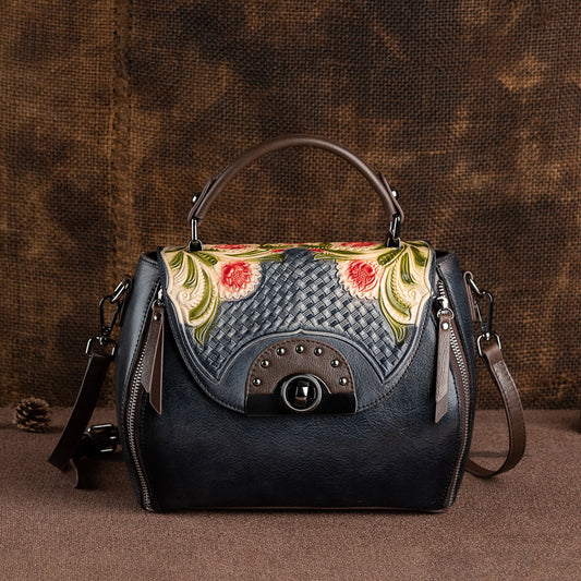 Women's Embossing Hand-rub Color Portable First Layer Handbags