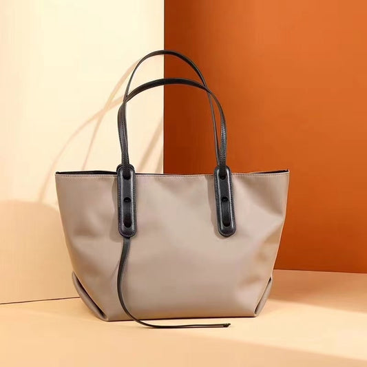 Women's Leather With Oxford Cloth Large Capacity Tote Bags