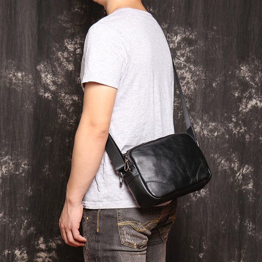 Women's & Men's & Leather First Layer Cowhide College Men's Shoulder Bags