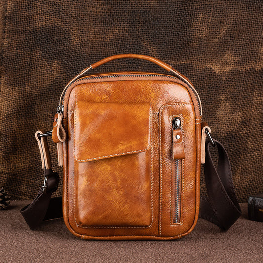 Men's Oil Wax Leather Retro First Layer Men's Shoulder Bags