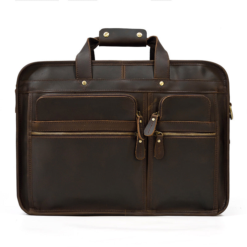 Men's Capacity Genuine Leather Retro Crazy Horse Men's Briefcases