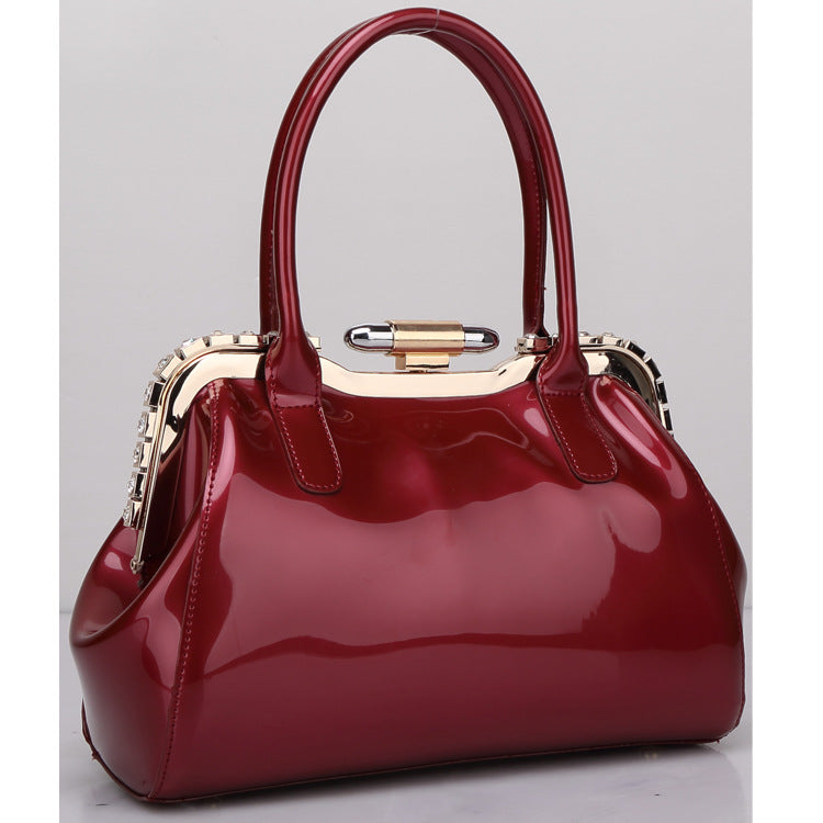 Women's Dinner Patent Leather Portable Clip Handbags