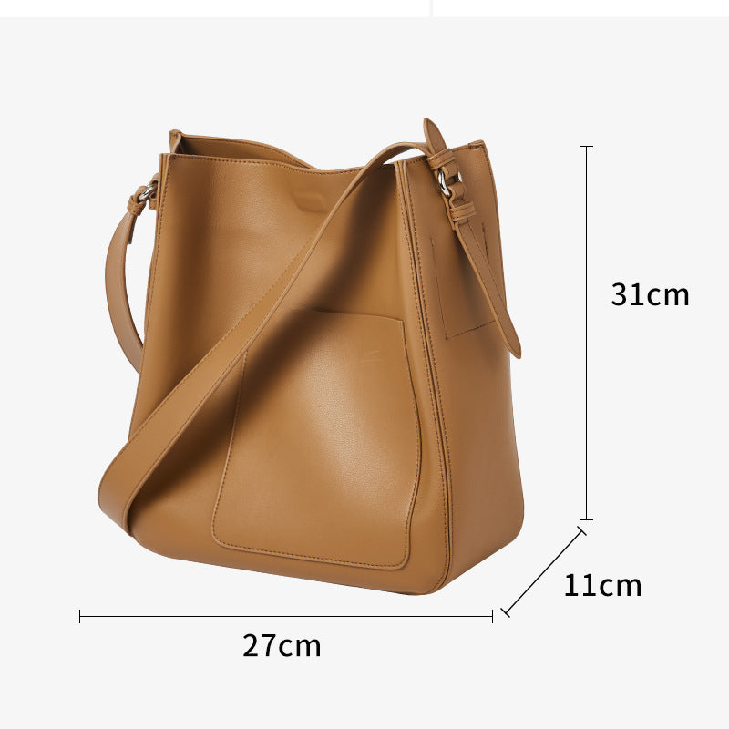 Women's Genuine Leather Korean Style Simple Retro Shoulder Bags