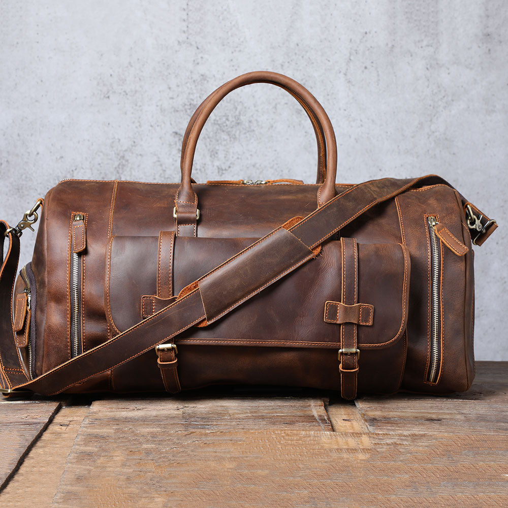 Men's Large Capacity First Layer Leather Vintage Travel Bags