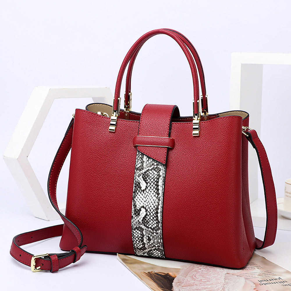 Women's Genuine Leather Fashion Snake Pattern Cowhide Handbags