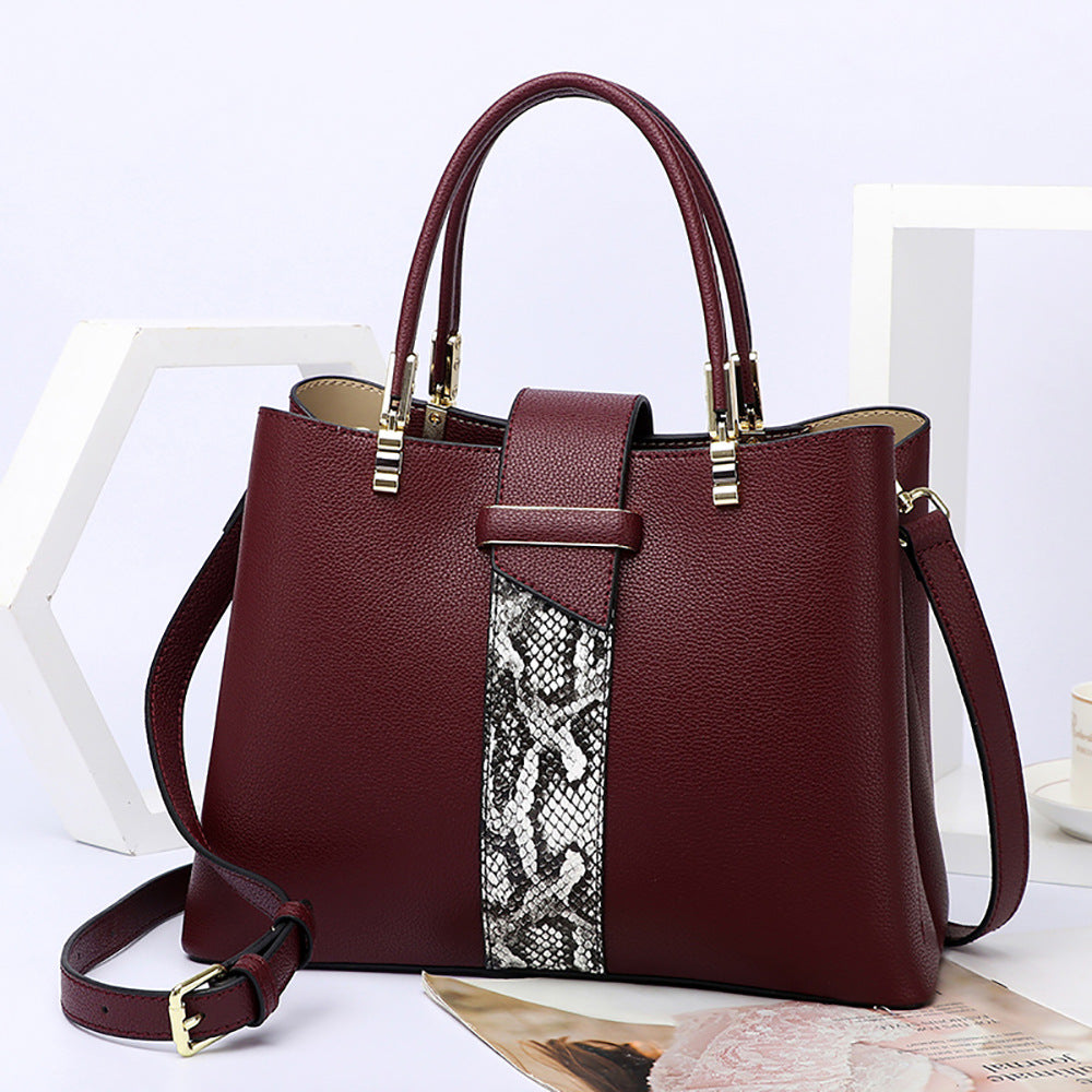 Women's Genuine Leather Fashion Snake Pattern Cowhide Handbags