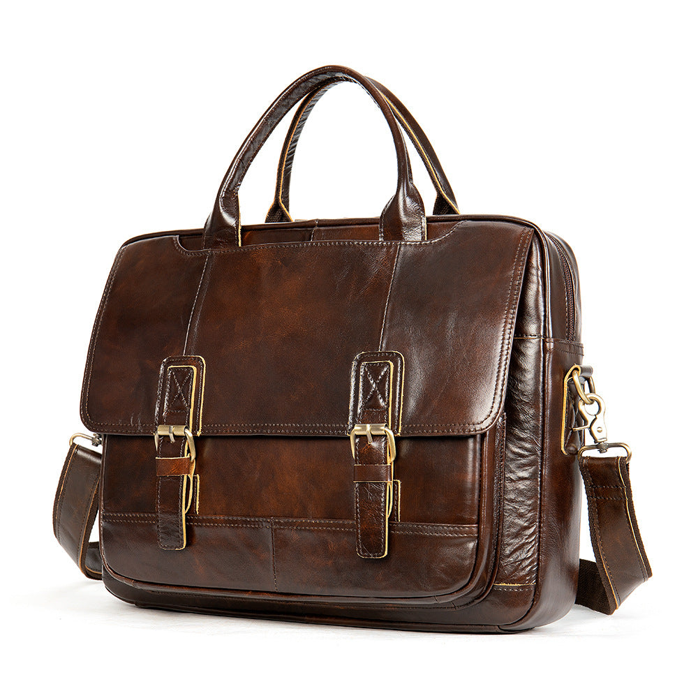 Men's Multifunctional Leather Horizontal Cowhide Business Men's Handbags
