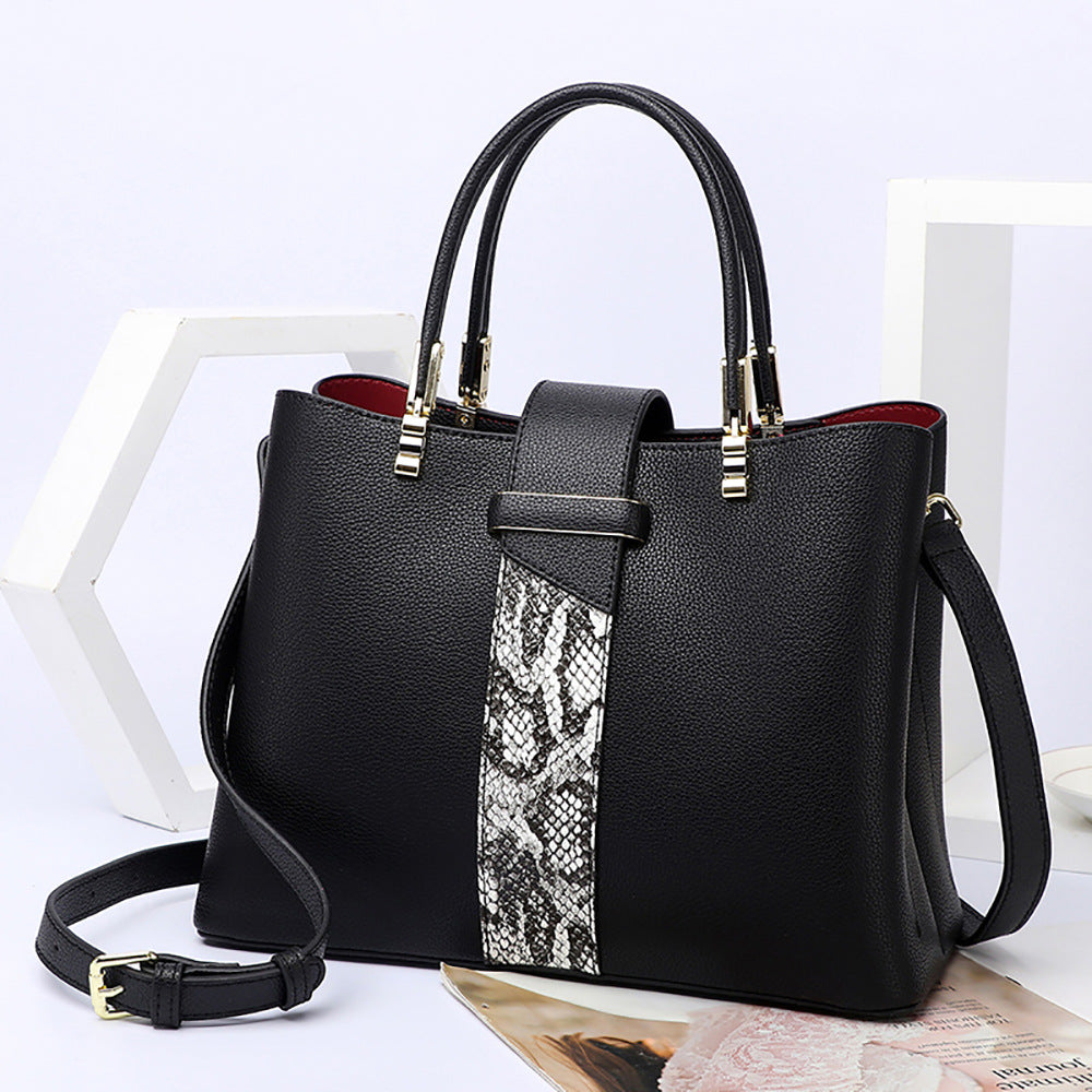 Women's Genuine Leather Fashion Snake Pattern Cowhide Handbags