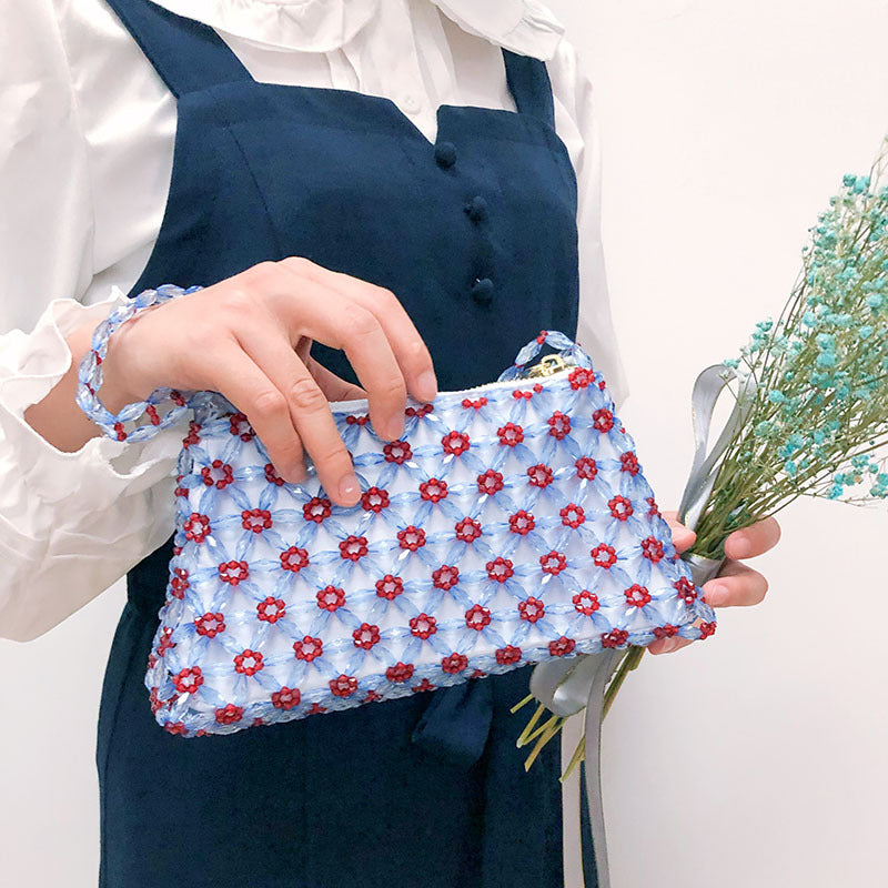 Women's Source Handmade Beaded Flower Transparent Retro Shoulder Bags