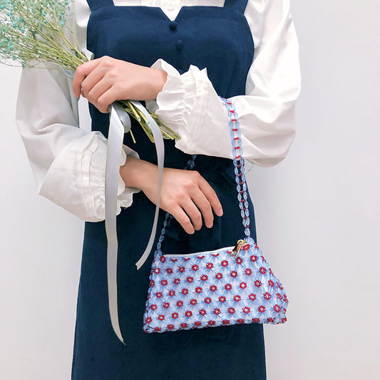 Women's Source Handmade Beaded Flower Transparent Retro Shoulder Bags