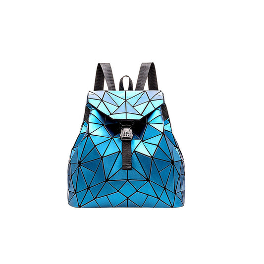 Women's Matte Brushed Drawstring Pure Color Plaid Backpacks