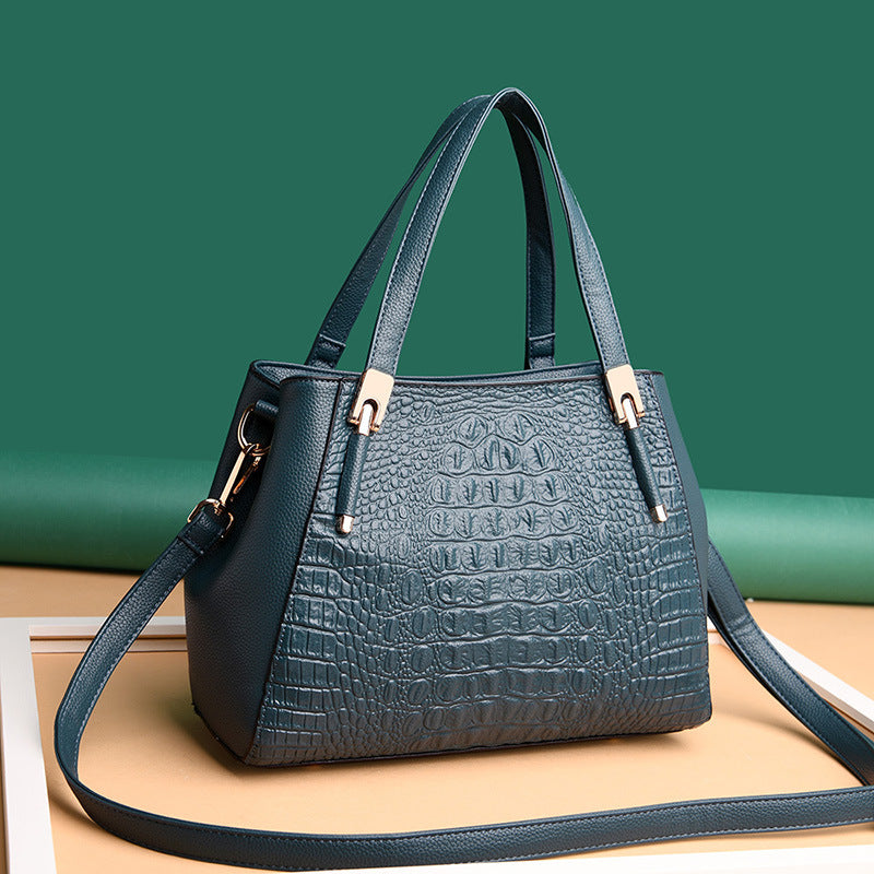 Women's Mother Crocodile Pattern Soft Leather Elegant Handbags