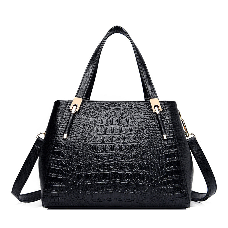 Women's Mother Crocodile Pattern Soft Leather Elegant Handbags