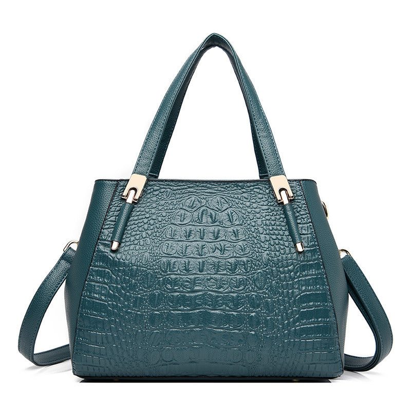Women's Mother Crocodile Pattern Soft Leather Elegant Handbags
