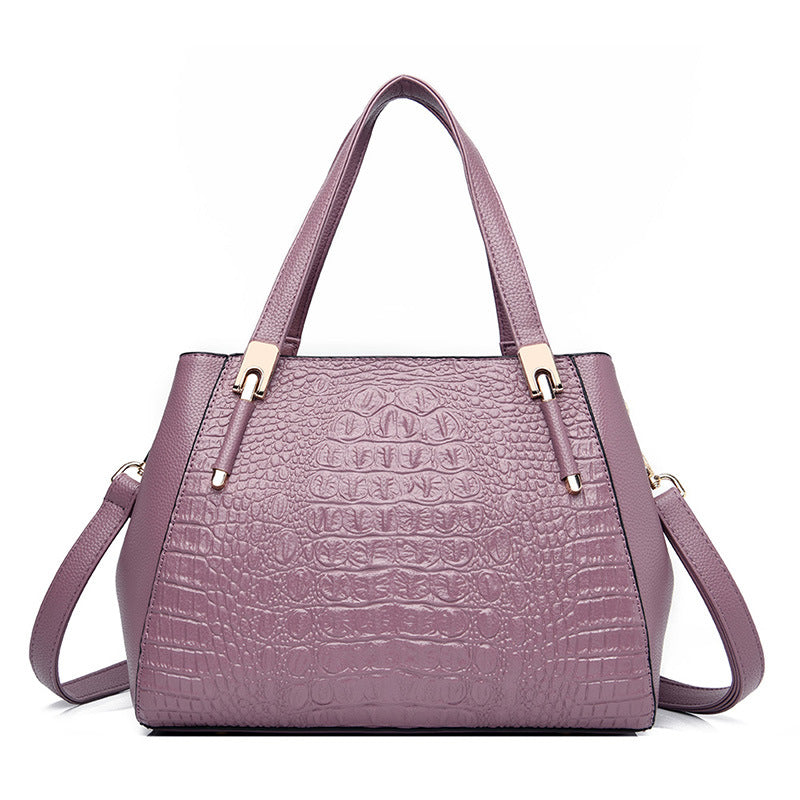 Women's Mother Crocodile Pattern Soft Leather Elegant Handbags