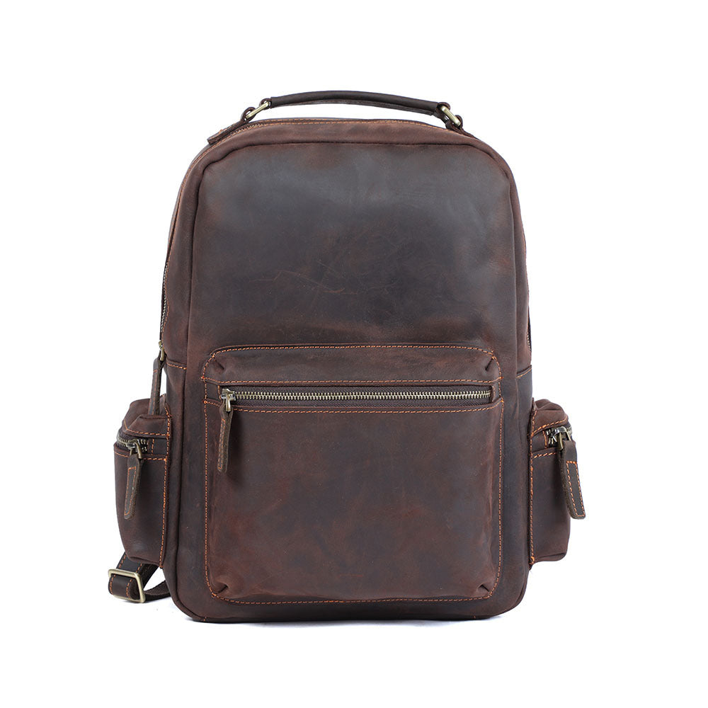 Men's Crazy Horse Leather Handmade Large Capacity Backpacks