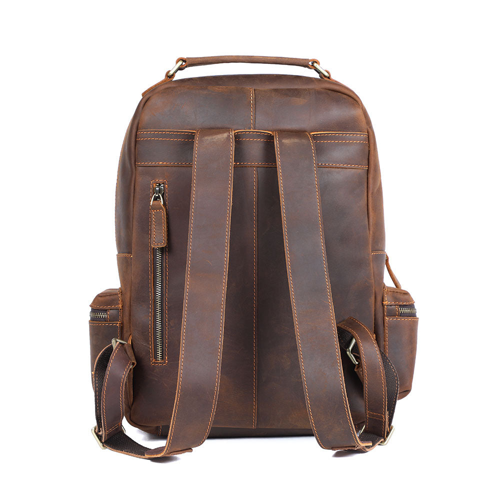 Men's Crazy Horse Leather Handmade Large Capacity Backpacks