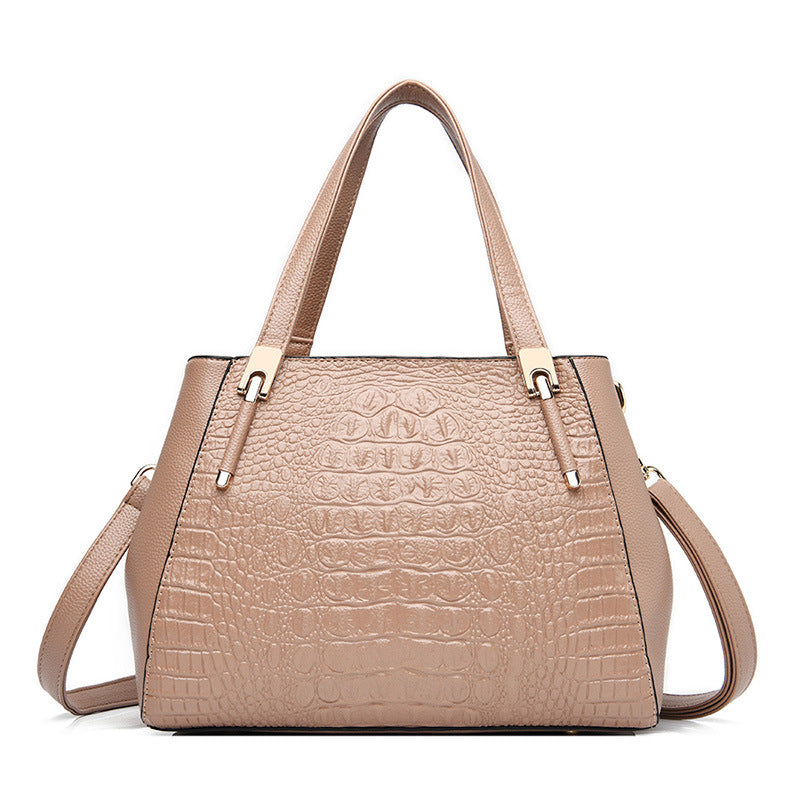 Women's Mother Crocodile Pattern Soft Leather Elegant Handbags