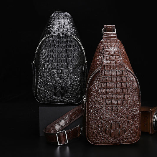 Men's Attractive Glamorous Crocodile Bone Leather Men's Chest Bags