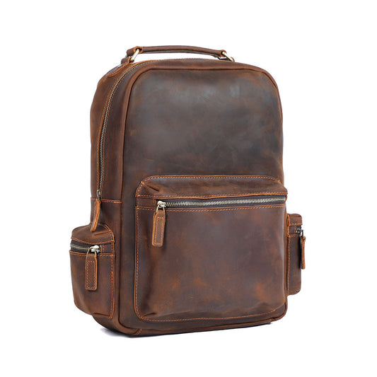 Men's Crazy Horse Leather Handmade Large Capacity Backpacks