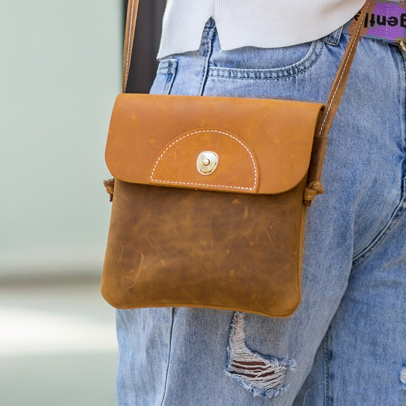 Women's & Men's & First Layer Cowhide Crazy Horse Leather Phone Bags