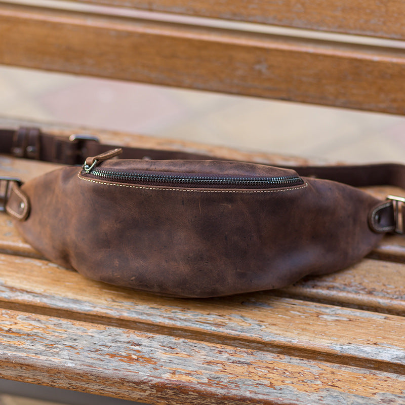 Men's Handmade Retro First Layer Crazy Horse Leather Men's Waist Packs