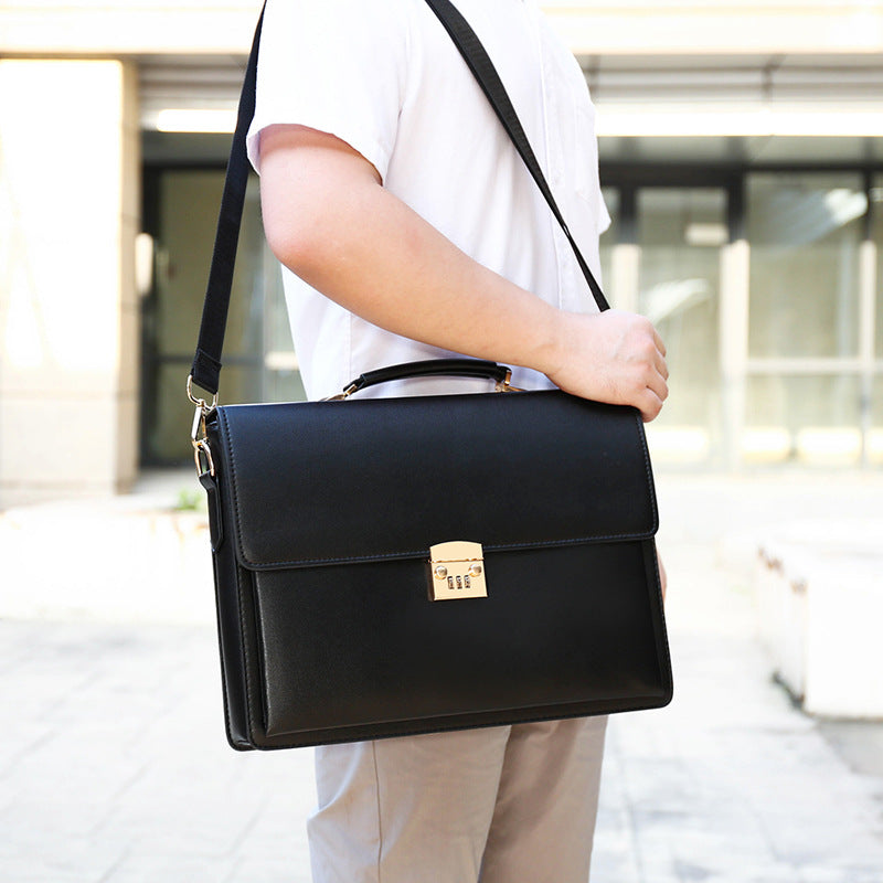 Men's Business Password Computer Retro Leather Men's Briefcases