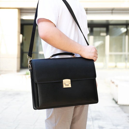 Men's Business Password Computer Retro Leather Men's Briefcases