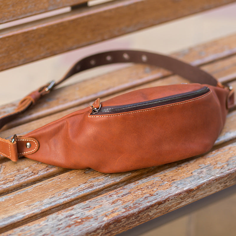 Men's Handmade Retro First Layer Crazy Horse Leather Men's Waist Packs