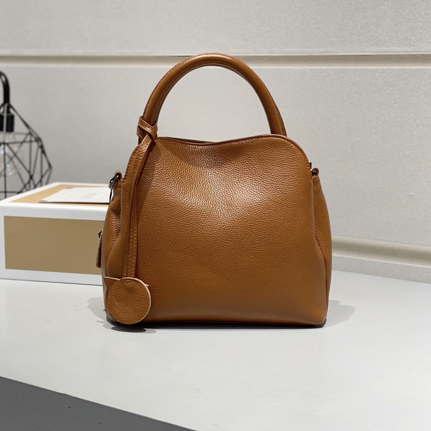 Women's Top Layer Cowhide Leather Gem Commuter Shoulder Bags