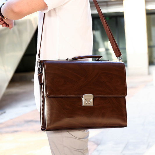 Men's Leather Business Password Retro Trendy Men's Briefcases