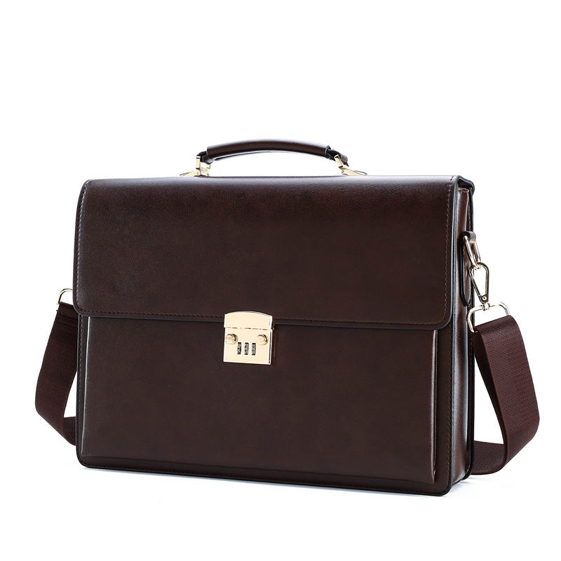 Men's Business Password Computer Retro Leather Men's Briefcases