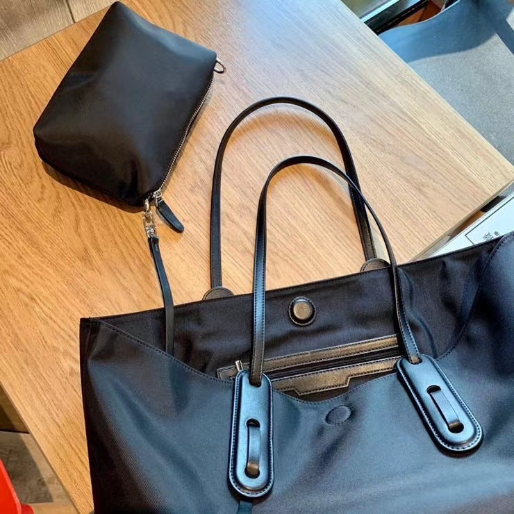 Women's Leather With Oxford Cloth Large Capacity Tote Bags