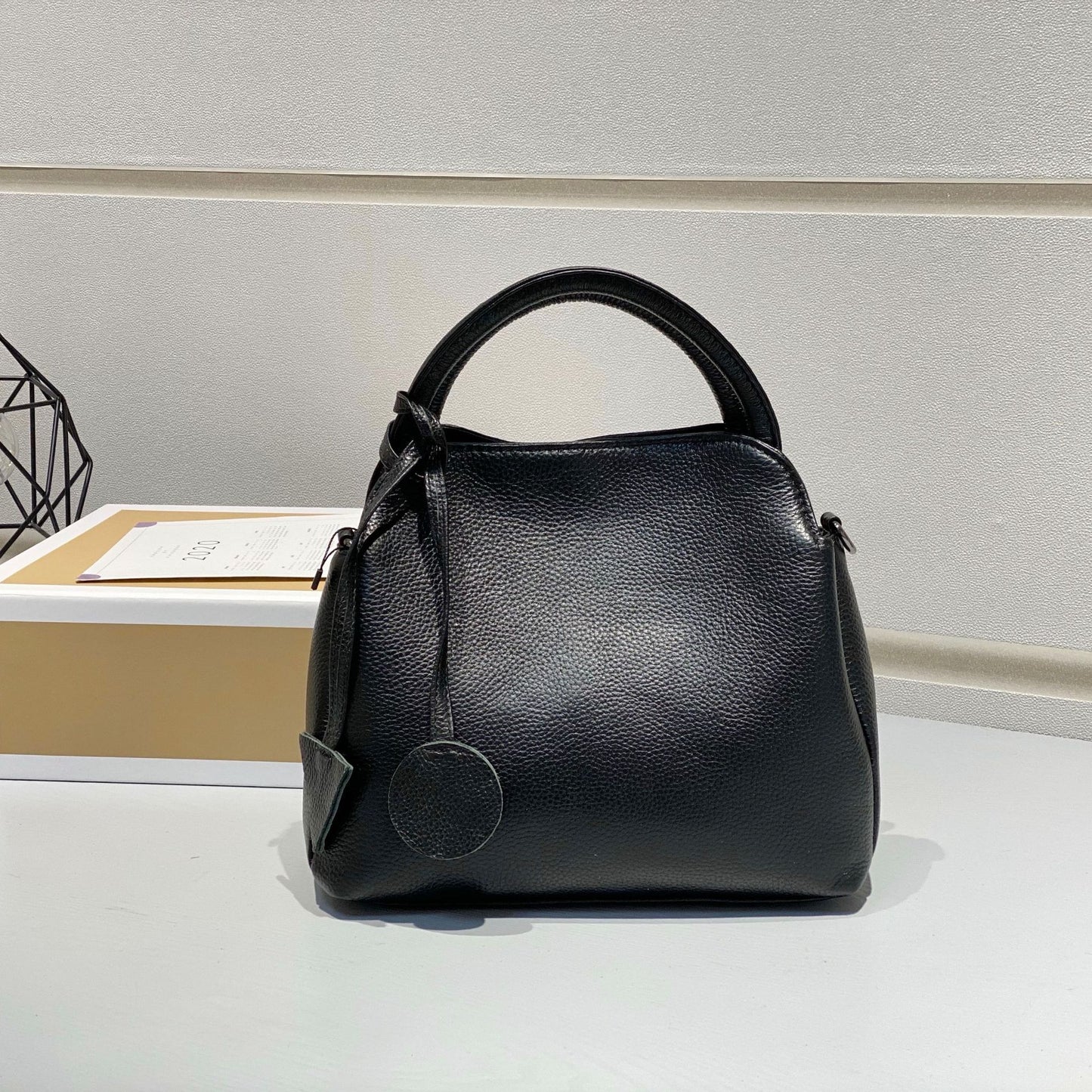 Women's Top Layer Cowhide Leather Gem Commuter Shoulder Bags