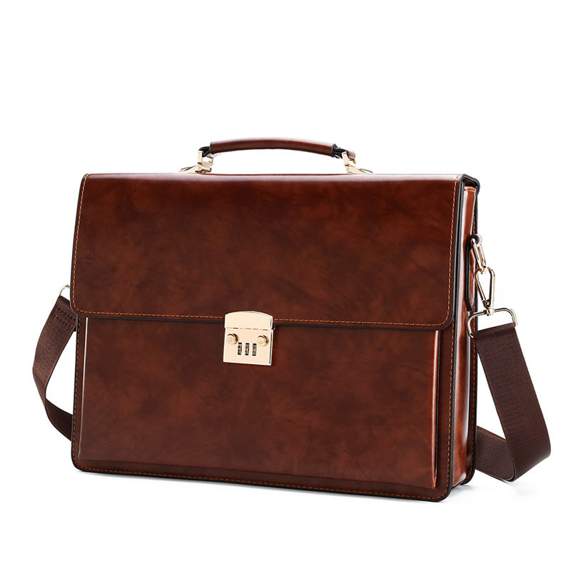 Men's Business Password Computer Retro Leather Men's Briefcases