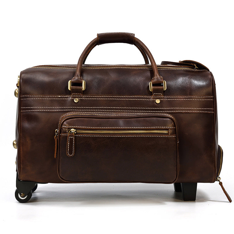 Men's Leather Retro Large Capacity Business Travel Bags