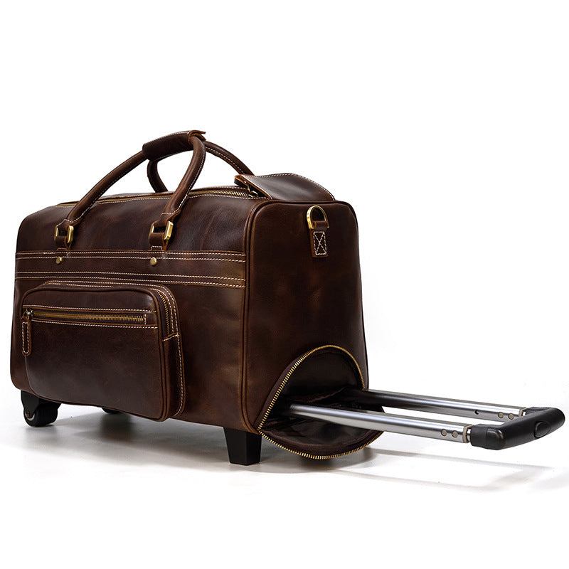 Men's Leather Retro Large Capacity Business Travel Bags