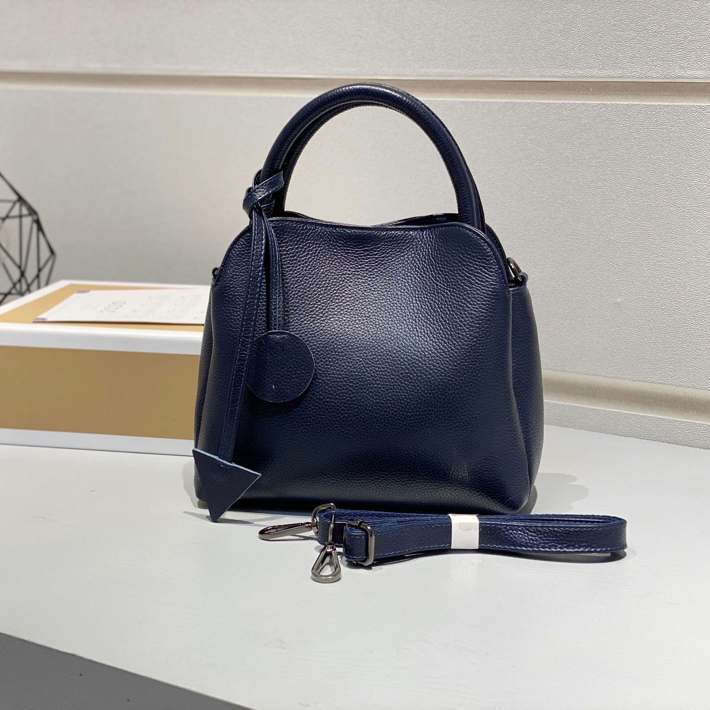 Women's Top Layer Cowhide Leather Gem Commuter Shoulder Bags