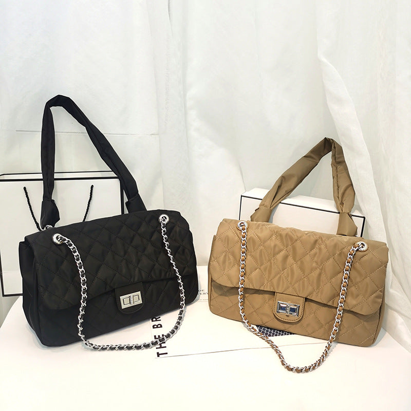 Women's Rhombus Chain Korean Fashion Oxford Cloth Shoulder Bags