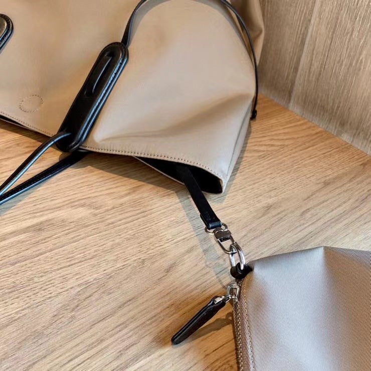 Women's Leather With Oxford Cloth Large Capacity Tote Bags