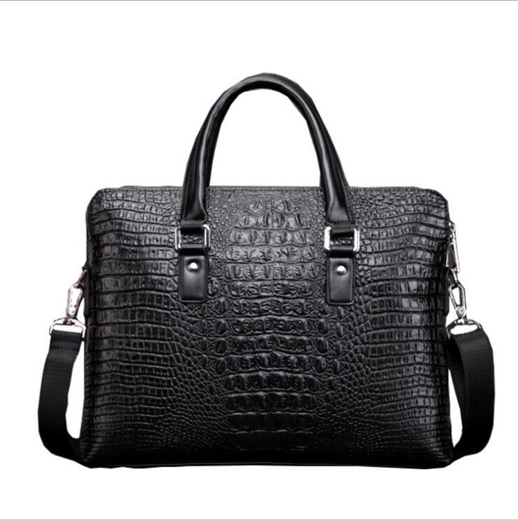 Men's Crocodile Pattern Double Pull Business Fashion Men's Handbags