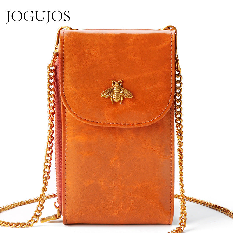 Women's Leather Chain Fashion First Layer Portable Phone Bags