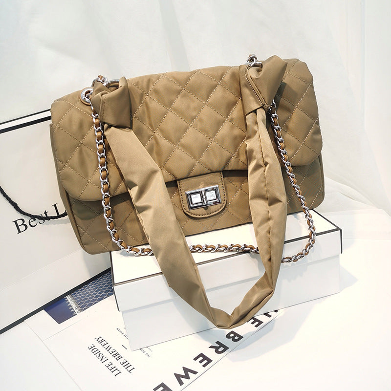 Women's Rhombus Chain Korean Fashion Oxford Cloth Shoulder Bags