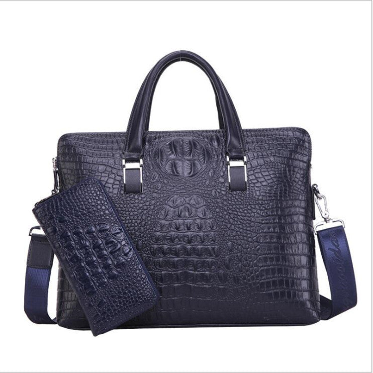 Men's Crocodile Pattern Double Pull Business Fashion Men's Handbags