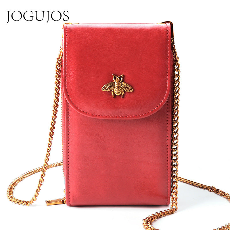 Women's Leather Chain Fashion First Layer Portable Phone Bags